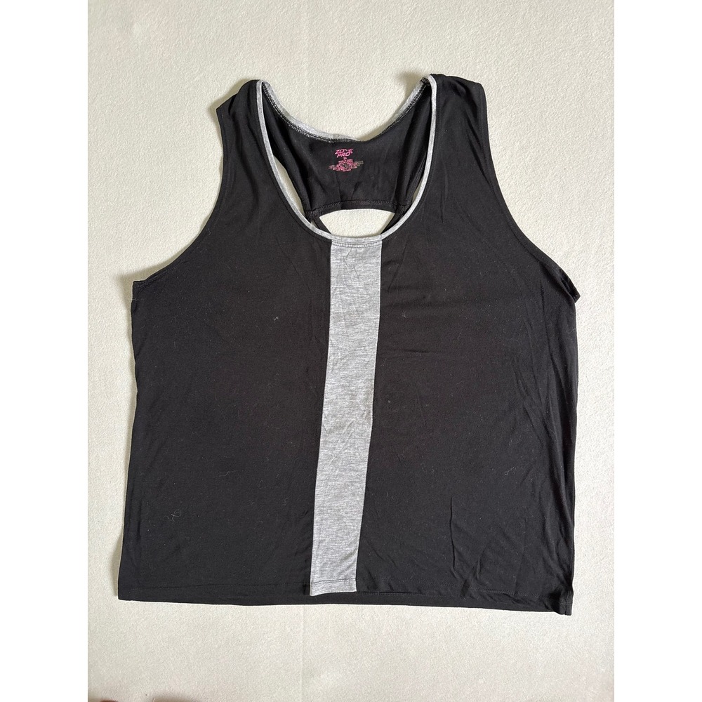 3X Tank Top Black Gray Strappy Racerback Activewear JK3942-CAV - Picture 1 of 8